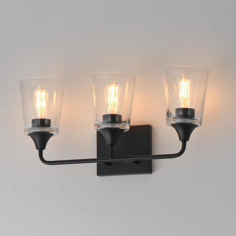 Maxim Lighting Hudson 3 Light 9.75" Bath Vanity, Black/Clear