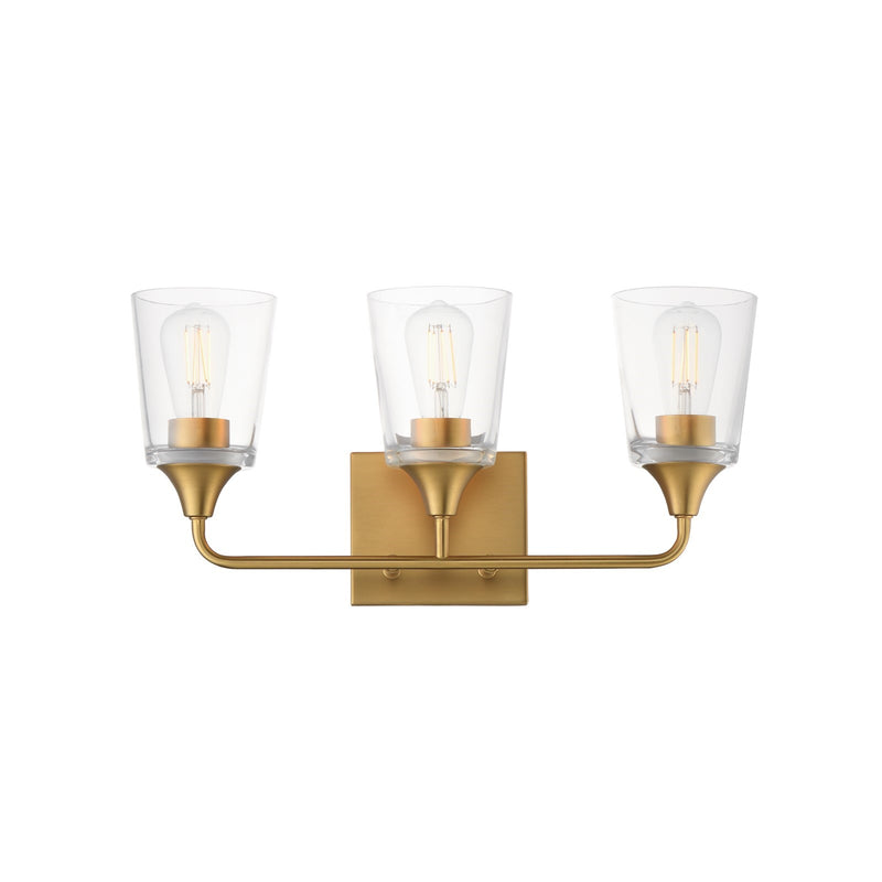 Maxim Lighting Hudson 3Lt 9.75" Bath Vanity, Aged Brass/Clear
