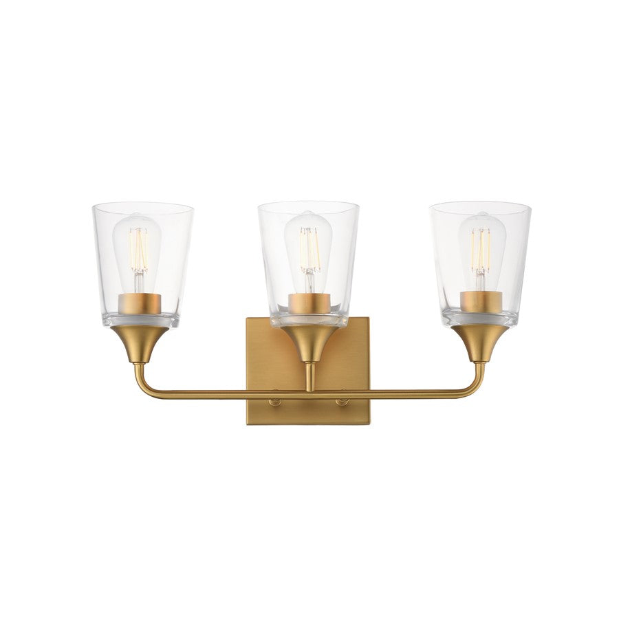 Maxim Lighting Hudson 3Lt 9.75" Bath Vanity, Aged Brass/Clear - 12883CLNAB