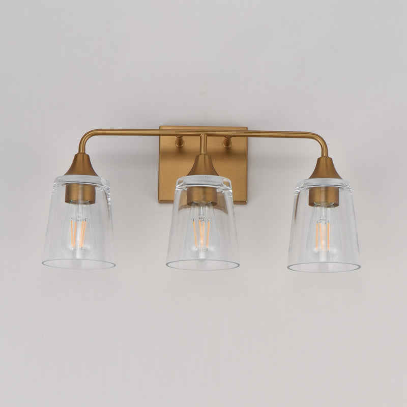 Maxim Lighting Hudson 3Lt 9.75" Bath Vanity, Aged Brass/Clear