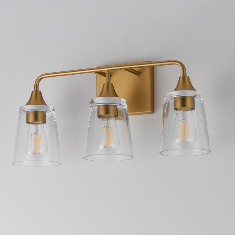 Maxim Lighting Hudson 3Lt 9.75" Bath Vanity, Aged Brass/Clear