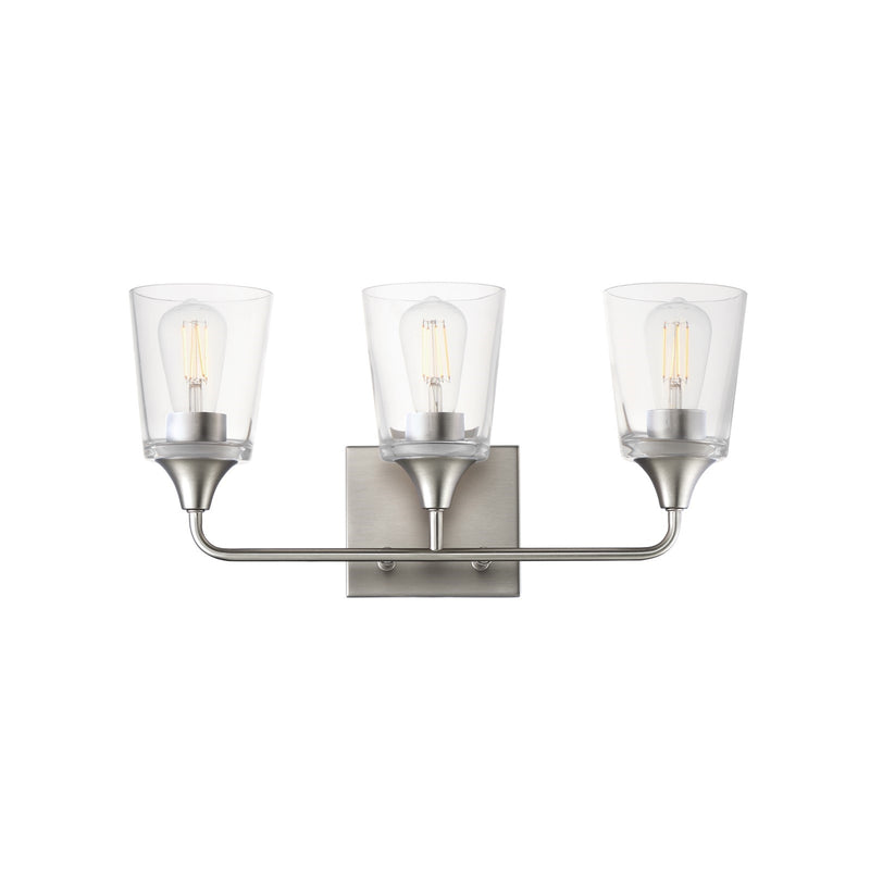 Maxim Lighting Hudson 3 Light 9.75" Bath Vanity, Satin Nickel/Clear