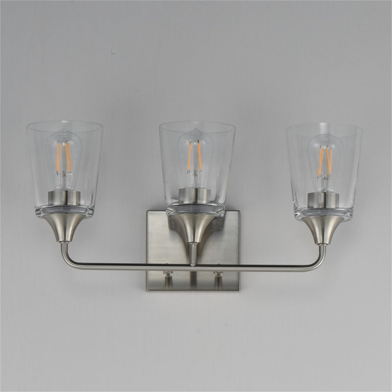 Maxim Lighting Hudson 3 Light 9.75" Bath Vanity, Satin Nickel/Clear