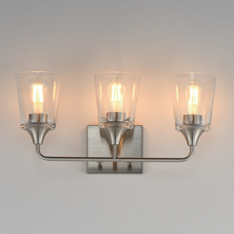 Maxim Lighting Hudson 3 Light 9.75" Bath Vanity, Satin Nickel/Clear