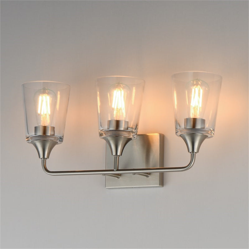 Maxim Lighting Hudson 3 Light 9.75" Bath Vanity, Satin Nickel/Clear