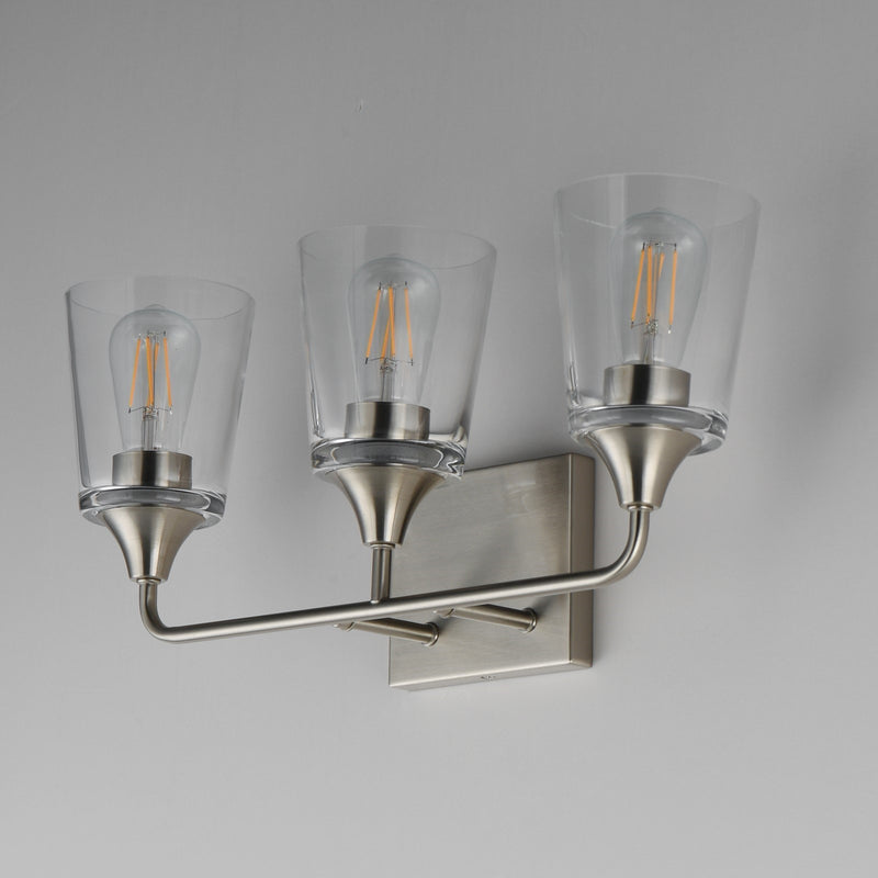 Maxim Lighting Hudson 3 Light 9.75" Bath Vanity, Satin Nickel/Clear