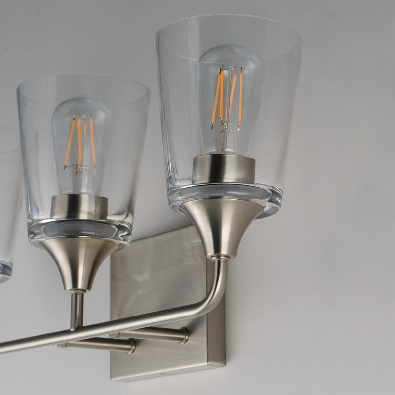 Maxim Lighting Hudson 3 Light 9.75" Bath Vanity, Satin Nickel/Clear