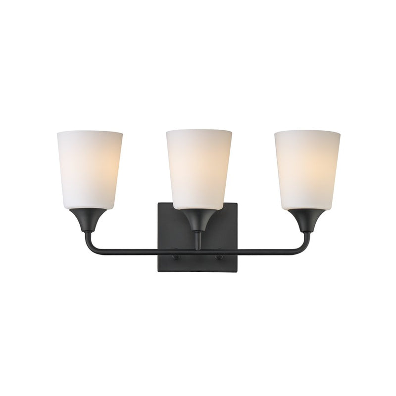 Maxim Lighting Hudson 3 Light 9.75" Bath Vanity, Black/Satin White - 12883SWBK