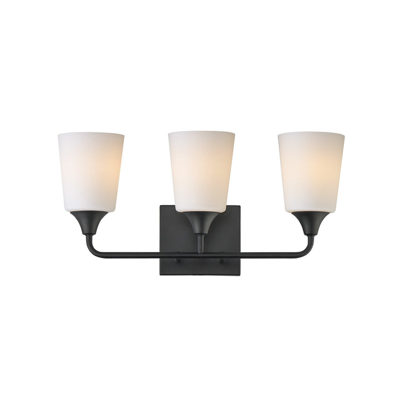 Maxim Lighting Hudson 3 Light 9.75" Bath Vanity, Black/Satin White