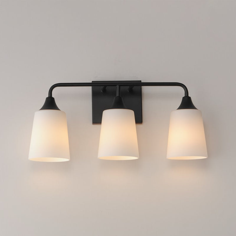 Maxim Lighting Hudson 3 Light 9.75" Bath Vanity, Black/Satin White