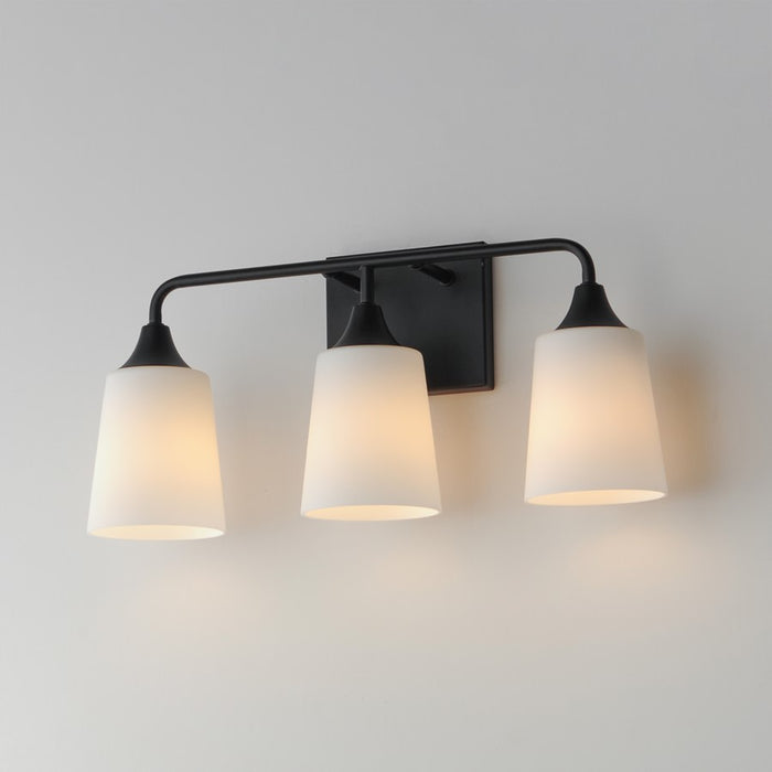 Maxim Lighting Hudson 3 Light 9.75" Bath Vanity, Black/Satin White