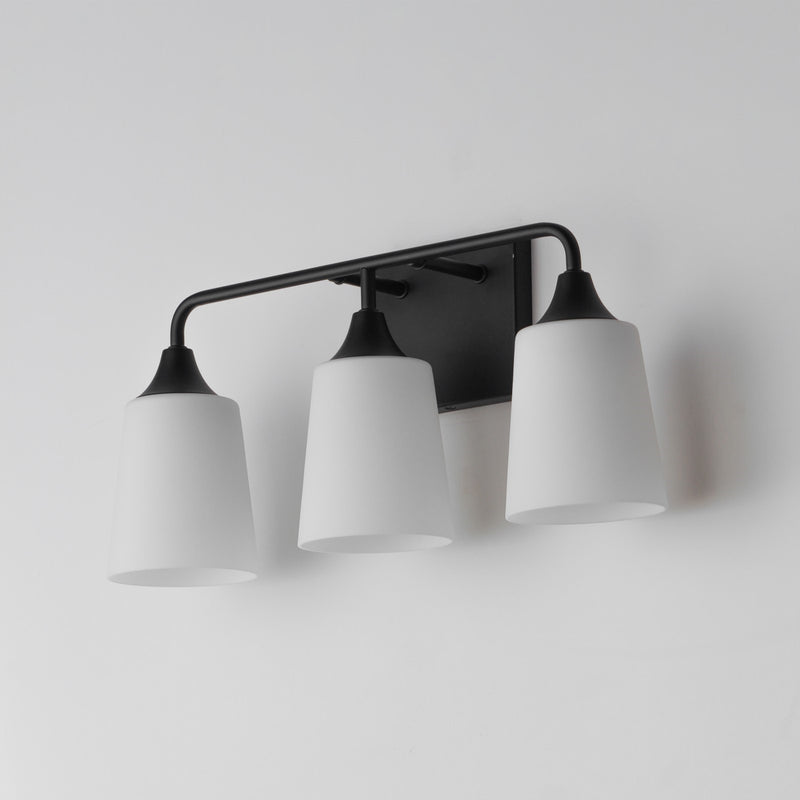 Maxim Lighting Hudson 3 Light 9.75" Bath Vanity, Black/Satin White
