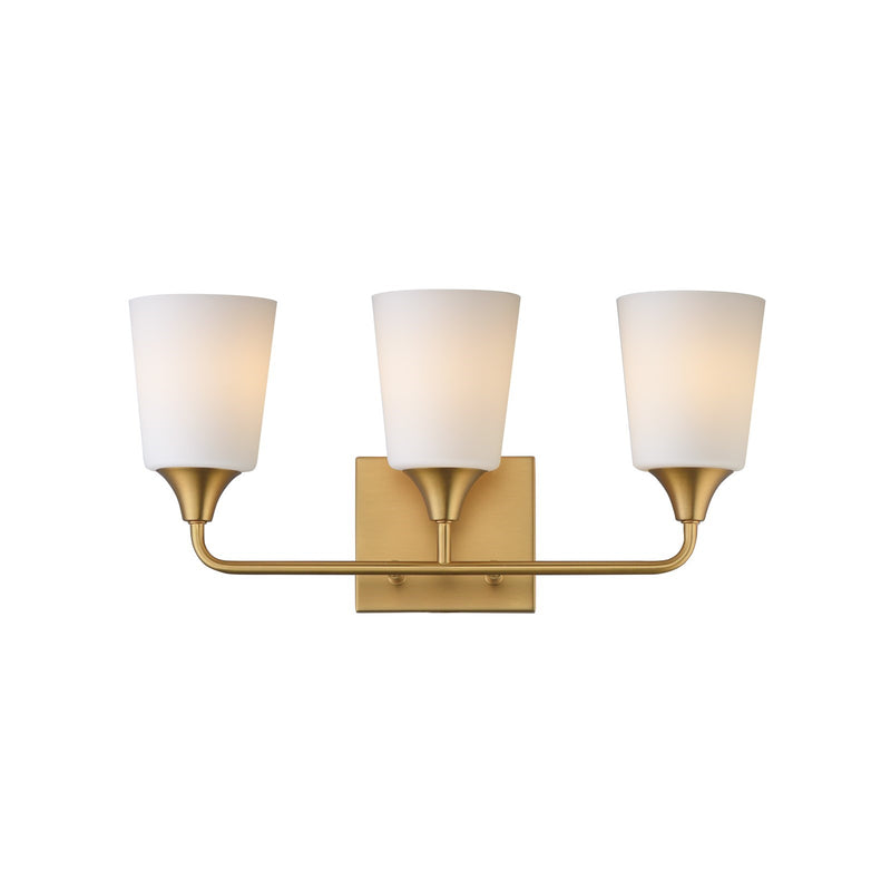 Maxim Lighting Hudson 3Lt 9.75" Bath Vanity, Aged Brass/Satin White