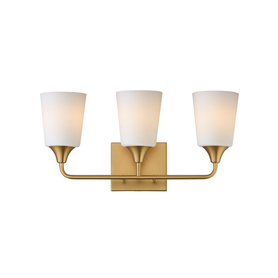 Maxim Lighting Hudson 3Lt 9.75" Bath Vanity, Aged Brass/Satin White - 12883SWNAB
