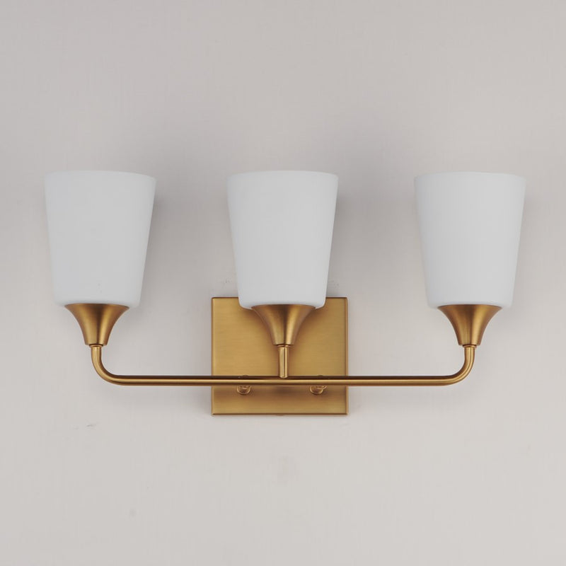 Maxim Lighting Hudson 3Lt 9.75" Bath Vanity, Aged Brass/Satin White
