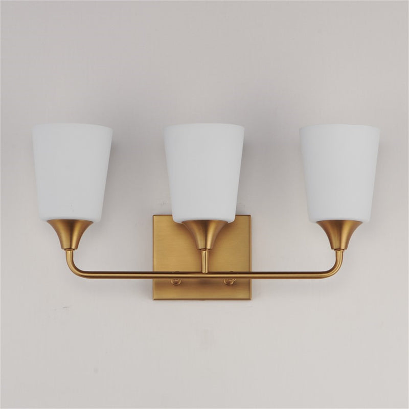 Maxim Lighting Hudson 3Lt 9.75" Bath Vanity, Aged Brass/Satin White