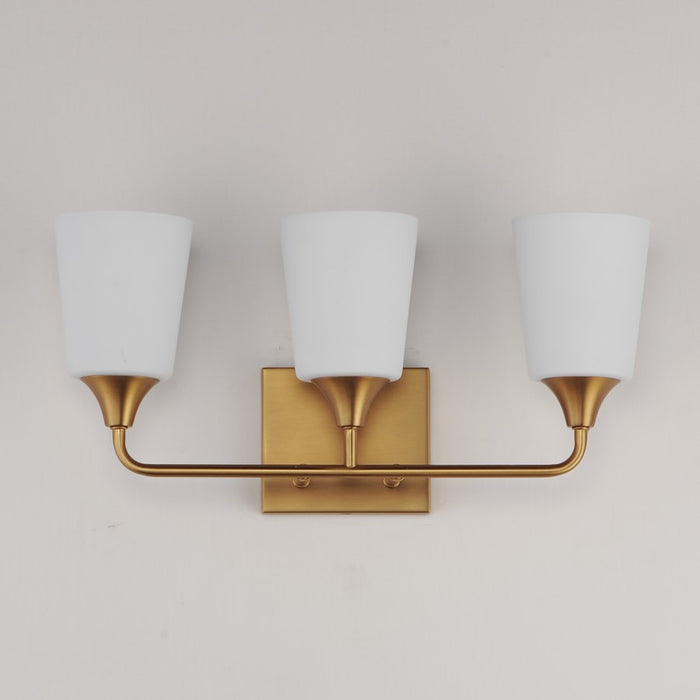Maxim Lighting Hudson 3Lt 9.75" Bath Vanity, Aged Brass/Satin White