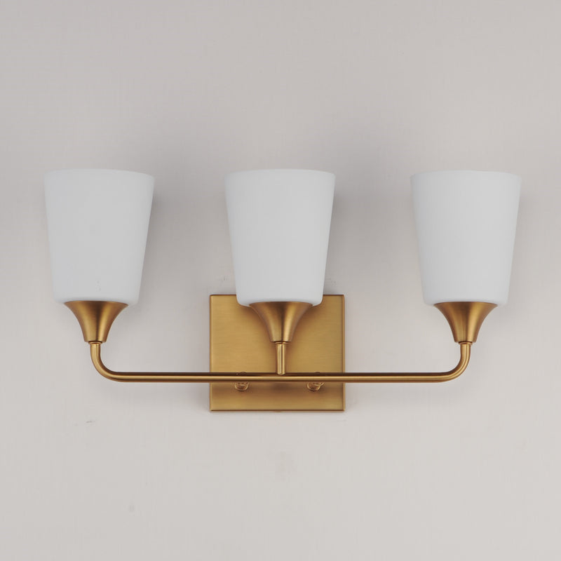 Maxim Lighting Hudson 3Lt 9.75" Bath Vanity, Aged Brass/Satin White
