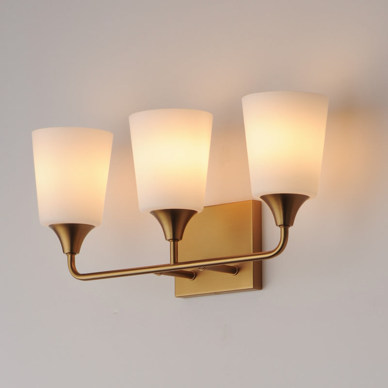 Maxim Lighting Hudson 3Lt 9.75" Bath Vanity, Aged Brass/Satin White
