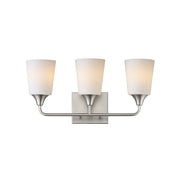 Maxim Lighting Hudson 3Lt 9.75" Bath Vanity, Nickel/White - 12883SWSN
