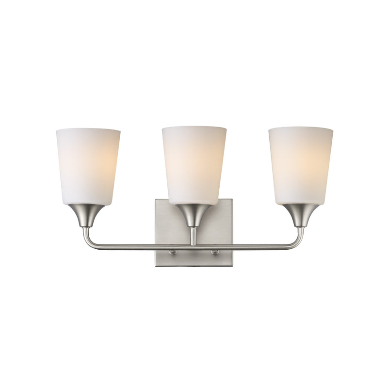 Maxim Lighting Hudson 3Lt 9.75" Bath Vanity, Nickel/White