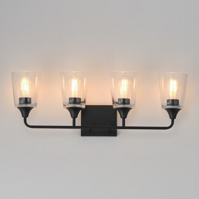 Maxim Lighting Hudson 4 Light 9.75" Bath Vanity, Black/Clear
