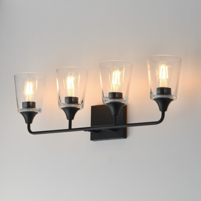 Maxim Lighting Hudson 4 Light 9.75" Bath Vanity, Black/Clear