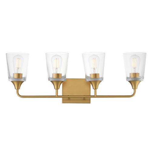 Maxim Lighting Hudson 4Lt 9.75" Bath Vanity, Aged Brass/Clear - 12884CLNAB