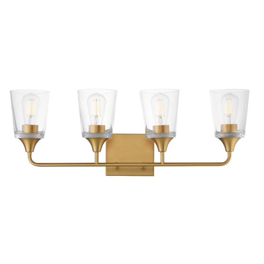 Maxim Lighting Hudson 4Lt 9.75" Bath Vanity, Aged Brass/Clear - 12884CLNAB