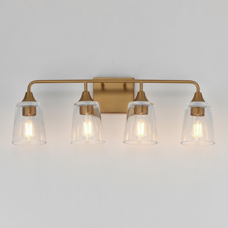 Maxim Lighting Hudson 4Lt 9.75" Bath Vanity, Aged Brass/Clear
