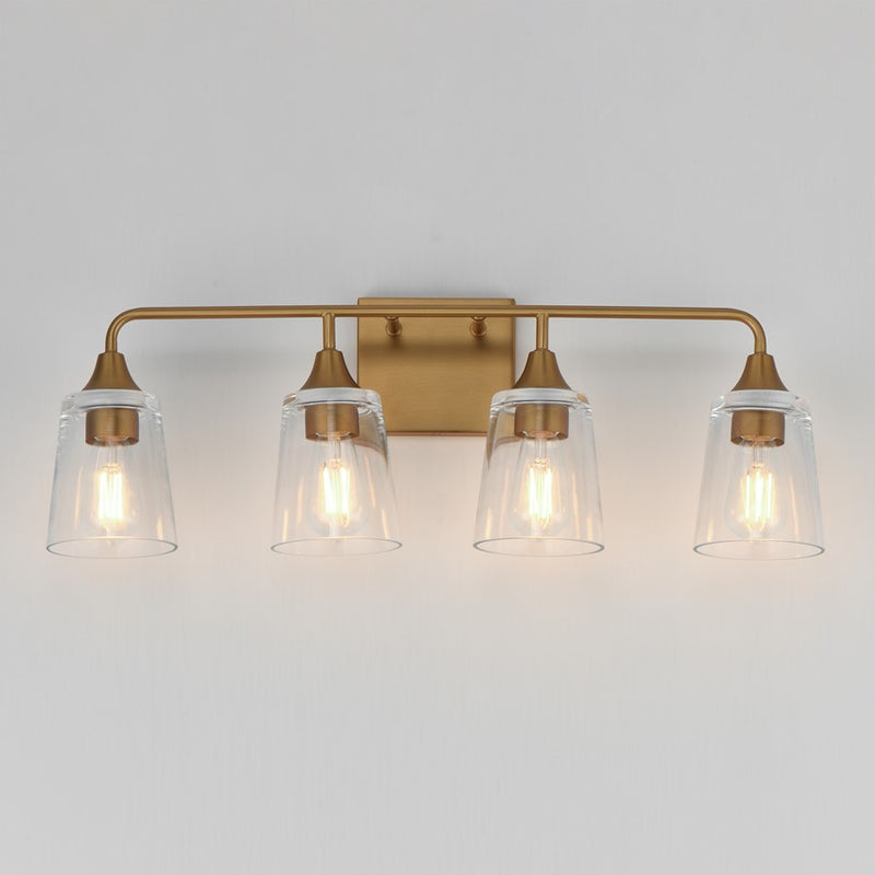Maxim Lighting Hudson 4Lt 9.75" Bath Vanity, Aged Brass/Clear