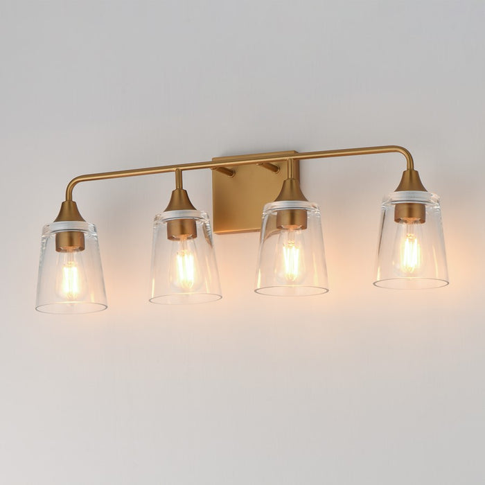 Maxim Lighting Hudson 4Lt 9.75" Bath Vanity, Aged Brass/Clear