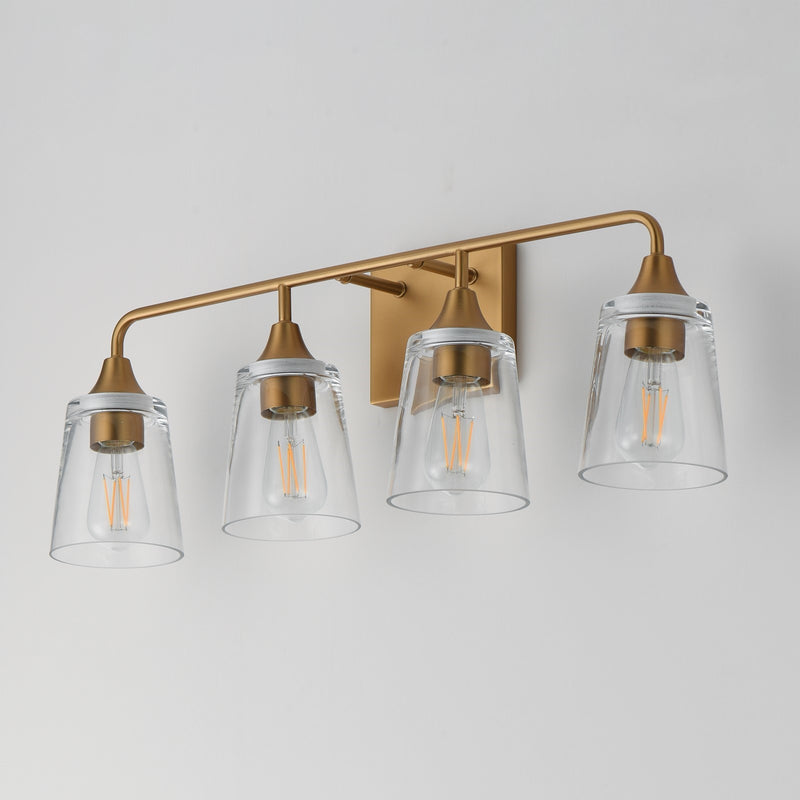 Maxim Lighting Hudson 4Lt 9.75" Bath Vanity, Aged Brass/Clear