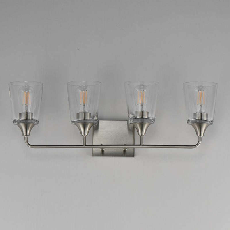 Maxim Lighting Hudson 4 Light 9.75" Bath Vanity, Satin Nickel/Clear