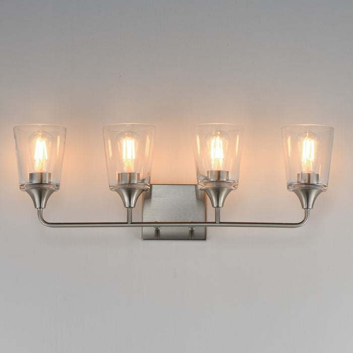 Maxim Lighting Hudson 4 Light 9.75" Bath Vanity, Satin Nickel/Clear
