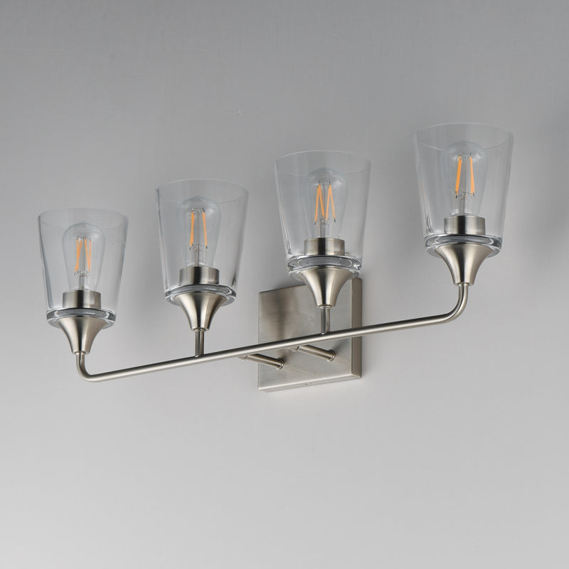 Maxim Lighting Hudson 4 Light 9.75" Bath Vanity, Satin Nickel/Clear