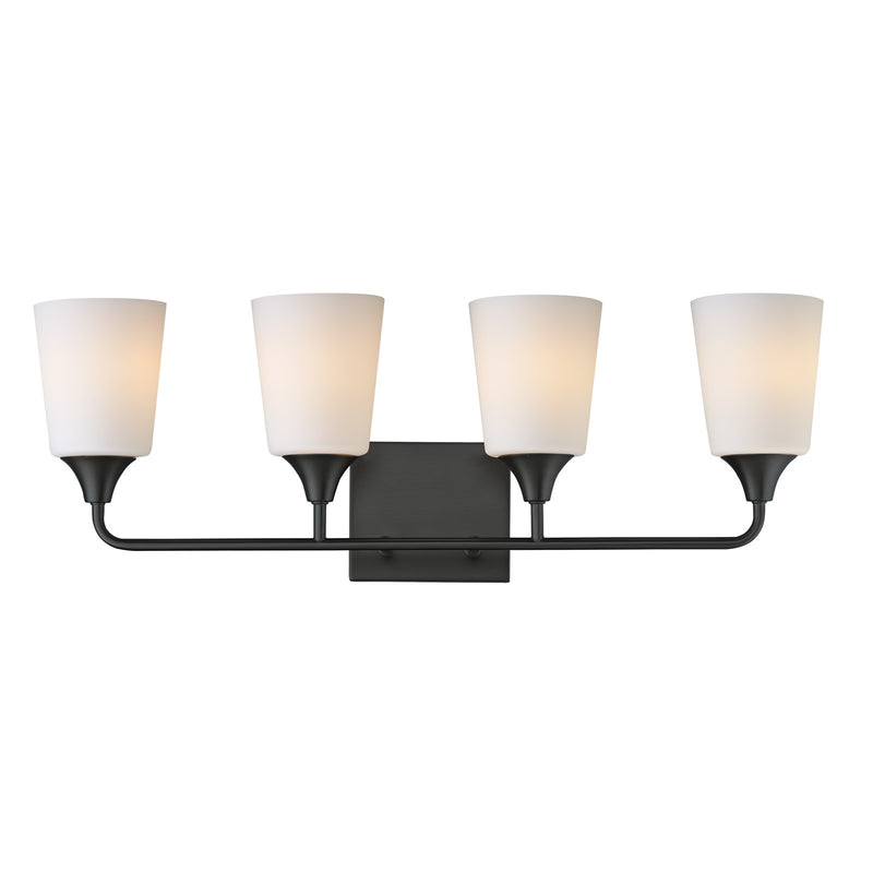 Maxim Lighting Hudson 4 Light 9.75" Bath Vanity, Black/Satin White