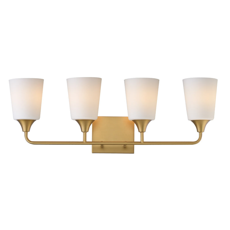 Maxim Lighting Hudson 4Lt 9.75" Bath Vanity, Aged Brass/Satin White