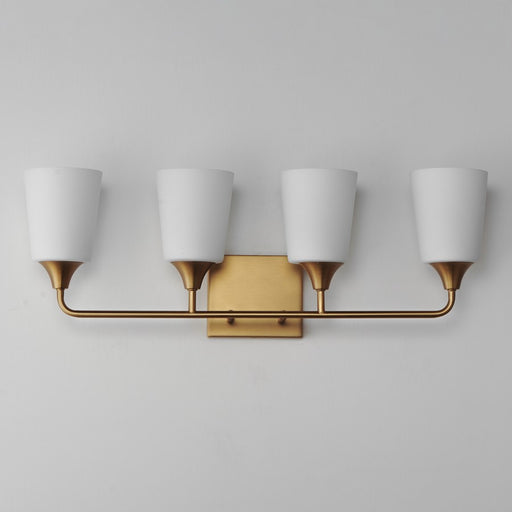 Maxim Lighting Hudson 4Lt 9.75" Bath Vanity, Aged Brass/Satin White