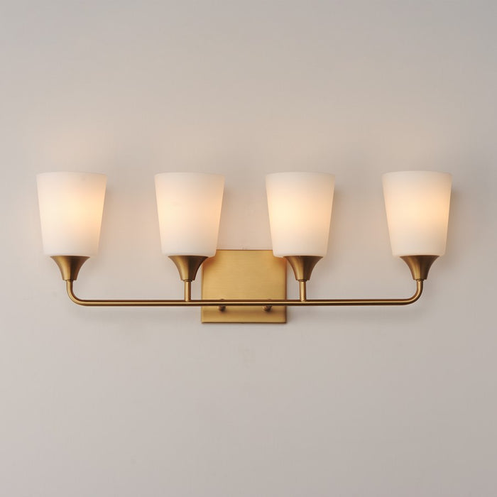Maxim Lighting Hudson 4Lt 9.75" Bath Vanity, Aged Brass/Satin White