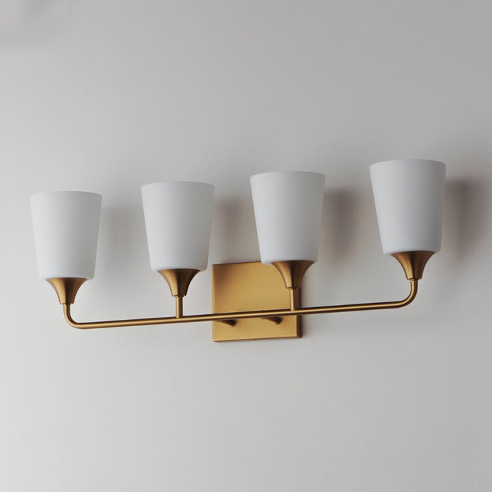 Maxim Lighting Hudson 4Lt 9.75" Bath Vanity, Aged Brass/Satin White