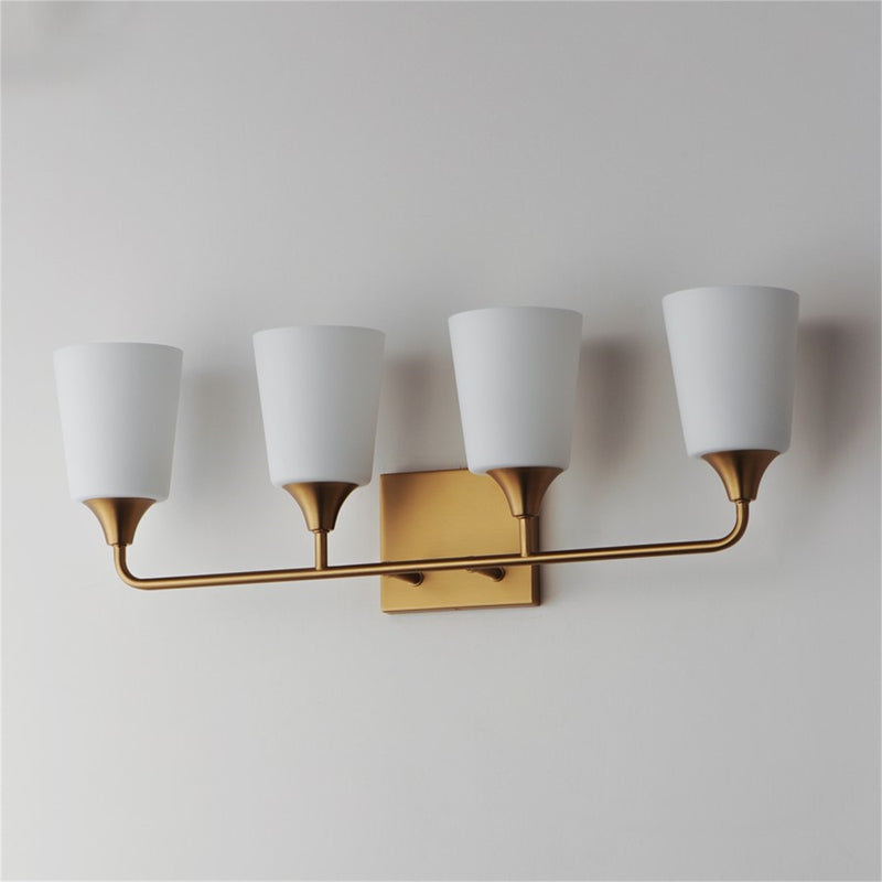 Maxim Lighting Hudson 4Lt 9.75" Bath Vanity, Aged Brass/Satin White