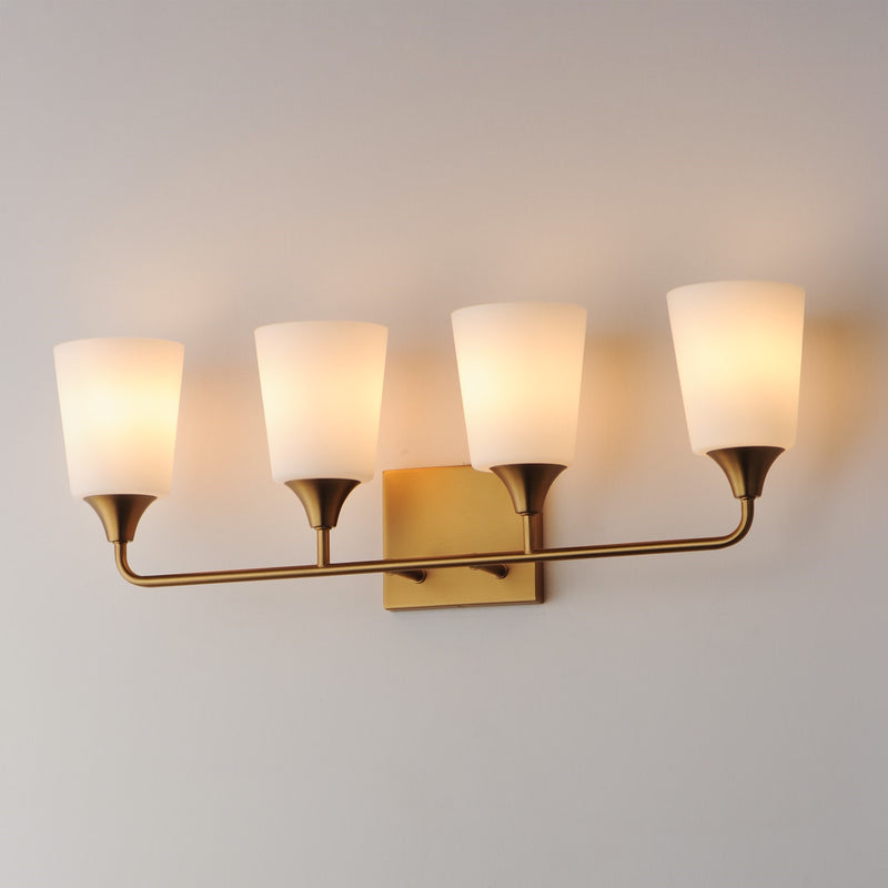 Maxim Lighting Hudson 4Lt 9.75" Bath Vanity, Aged Brass/Satin White
