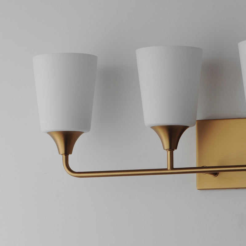 Maxim Lighting Hudson 4Lt 9.75" Bath Vanity, Aged Brass/Satin White