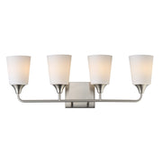 Maxim Lighting Hudson 4Lt 9.75" Bath Vanity, Nickel/White - 12884SWSN