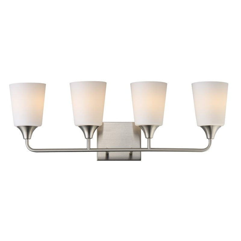 Maxim Lighting Hudson 4Lt 9.75" Bath Vanity, Nickel/White - 12884SWSN