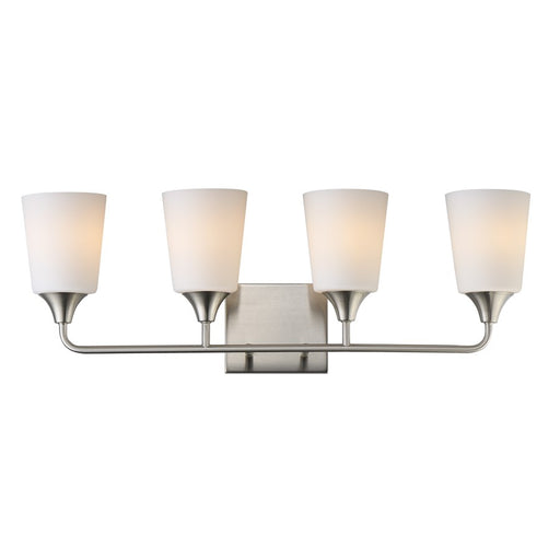 Maxim Lighting Hudson 4Lt 9.75" Bath Vanity, Nickel/White - 12884SWSN