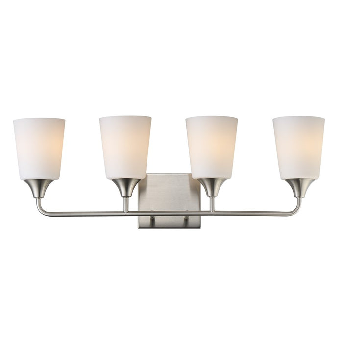 Maxim Lighting Hudson 4Lt 9.75" Bath Vanity, Nickel/White - 12884SWSN