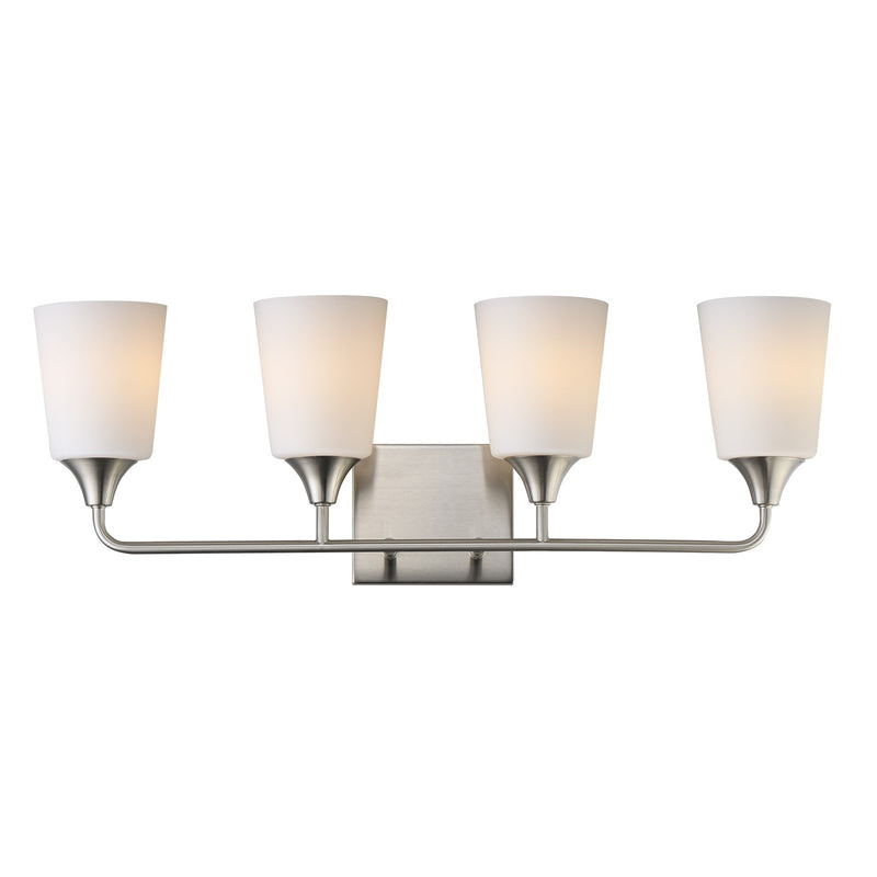 Maxim Lighting Hudson 4Lt 9.75" Bath Vanity, Nickel/White