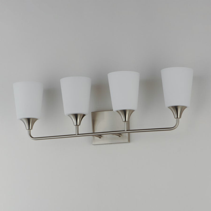 Maxim Lighting Hudson 4Lt 9.75" Bath Vanity, Nickel/White